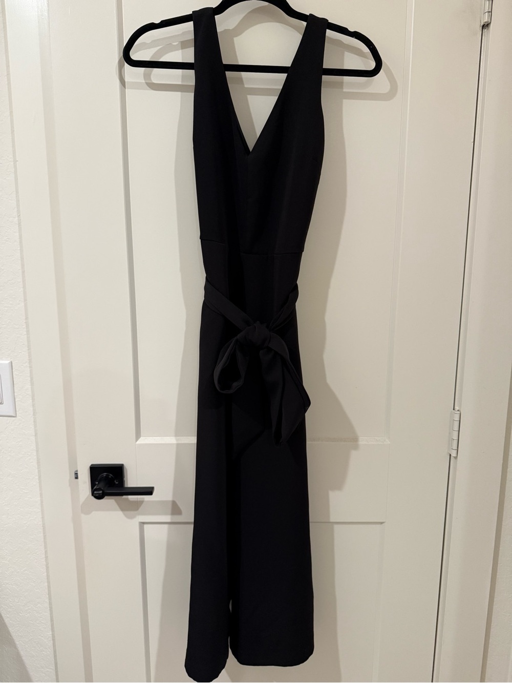 Sam Edelman Black V-Neck Sleeveless Jumpsuit with Waist Tie